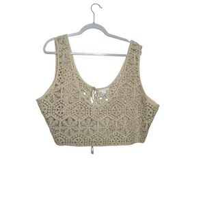 H & M Crochet Crop Top Women's XXL Cream Boho Whimsical Fairy Hippie Lightweight